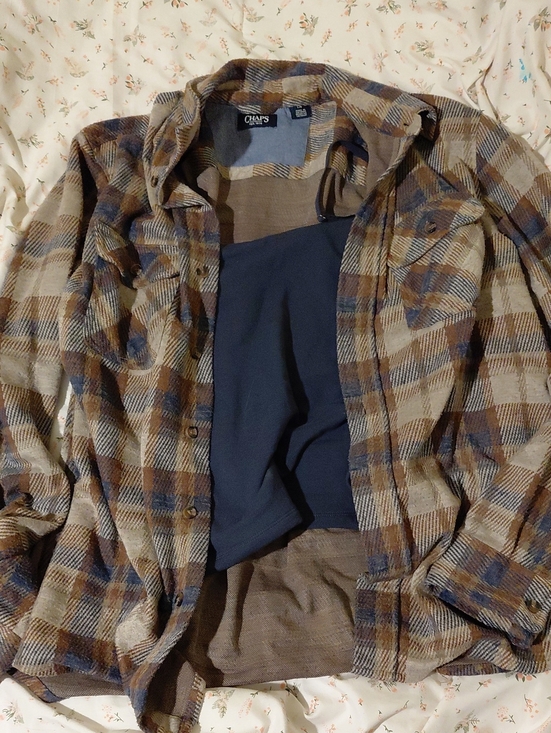 Chaps Tops - Chaps Blue and Brown Plaid Button-Down Shirt